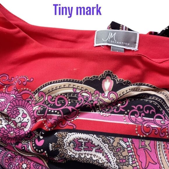 JM Collection Paisley Slinky Tunic L Top Boho Rococo Colorful Baroque Regency - Picture 2 of 16